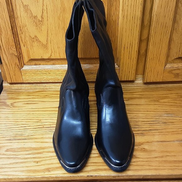 Vintage Black Western Mid-calf Boots by Codewest Size 8M Made in Brazil Cowgirl - Picture 3 of 6